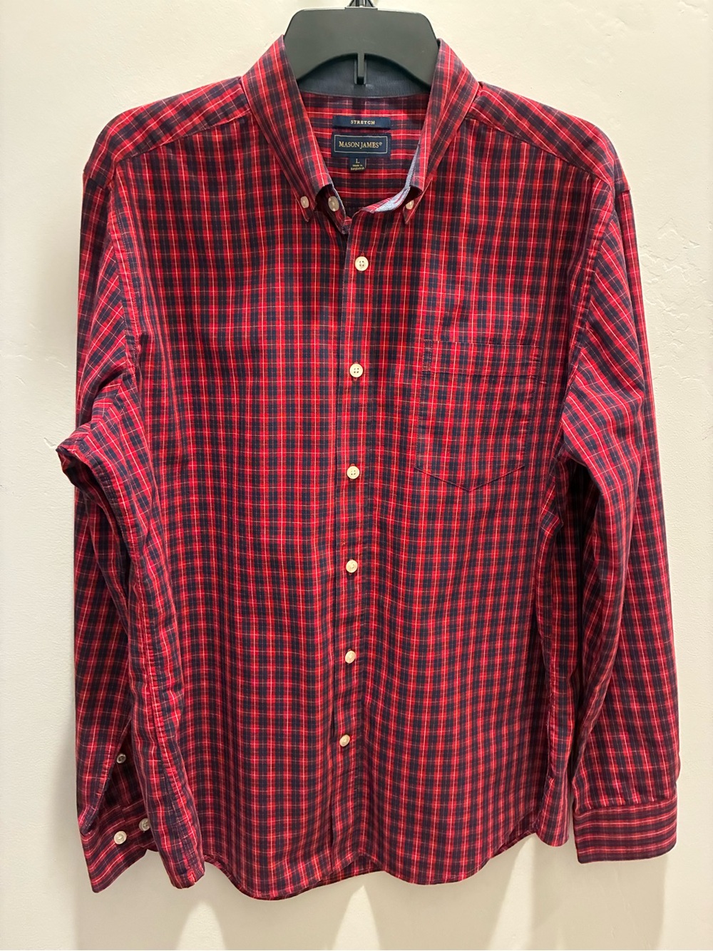 madison james Red & Navy Plaid Long-Sleeve Button-Down Shirt